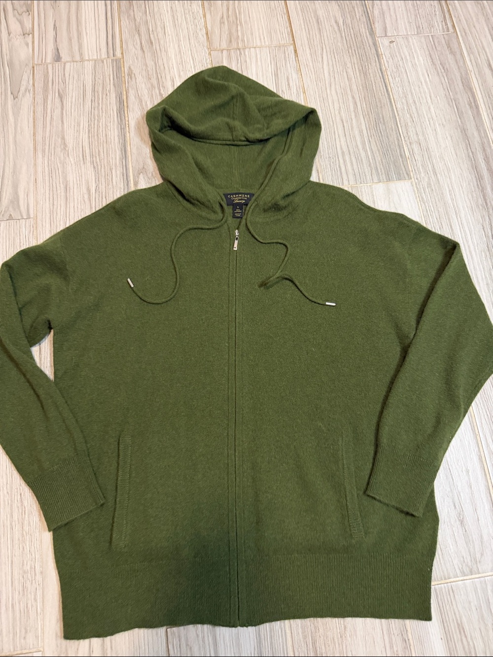 Soft Zip-Up Hooded Cardigan in Olive Green